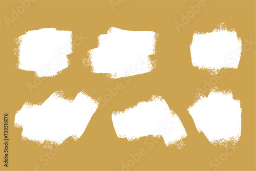 collection of six white grungy distress paintbrush texture background