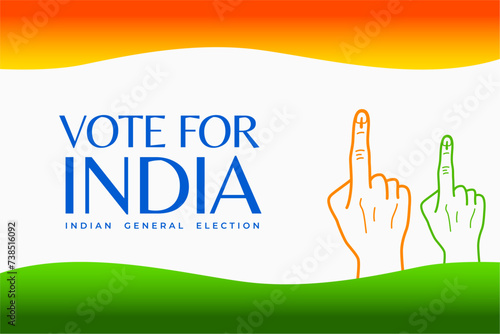 vote for indian general election banner with voters finger design