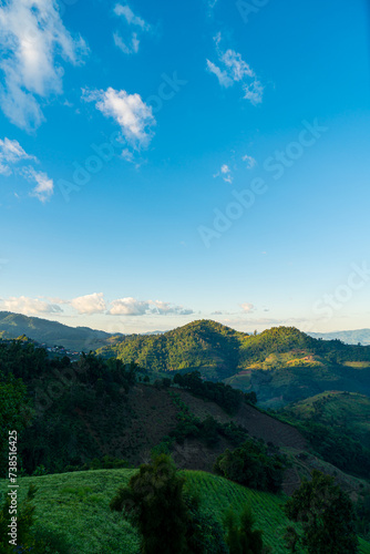 beautiful mountain hill with sky