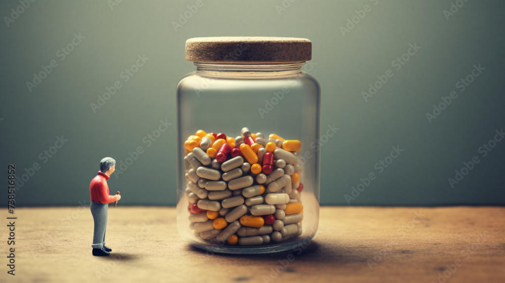 An old man and one large jar of medicine An old man and one large jar of medicine