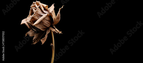 A wilted flower isolated on black background photo