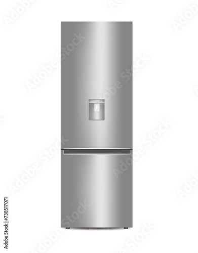 Grey kitchen refrigerator. vector illustration