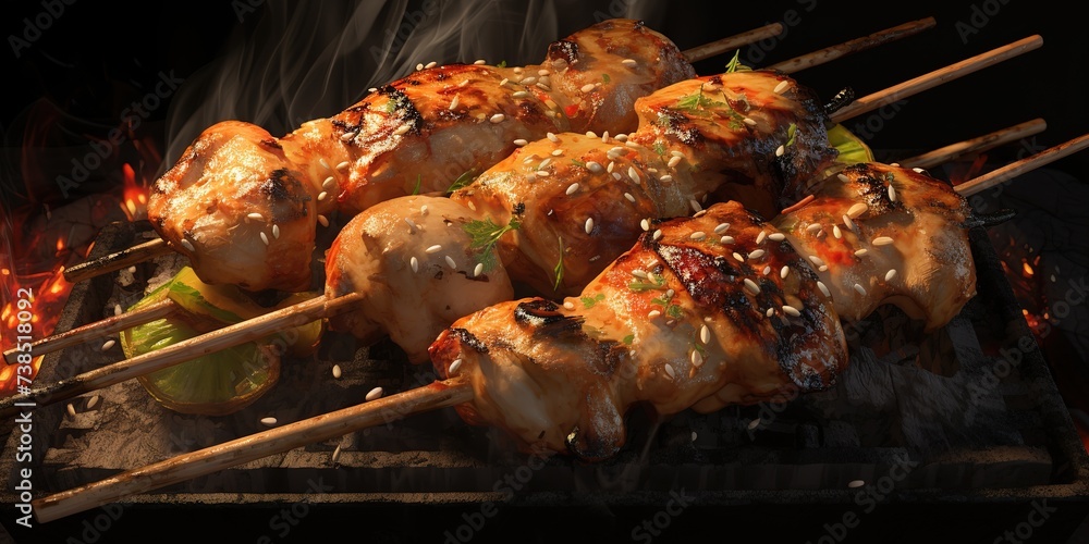 delicious home-made satay on the table delicious home-made satay on the table