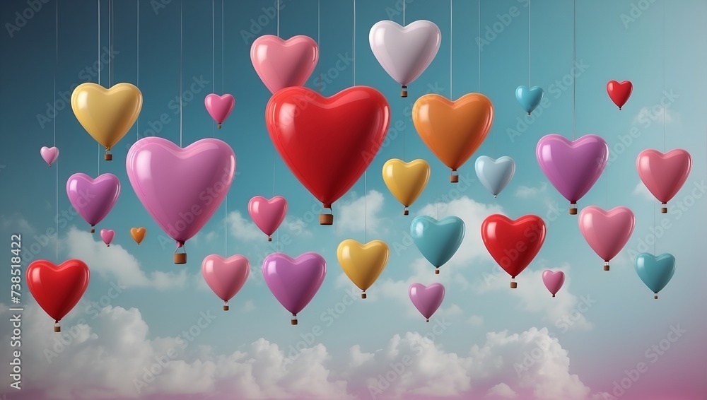 red heart shape balloons in the sky