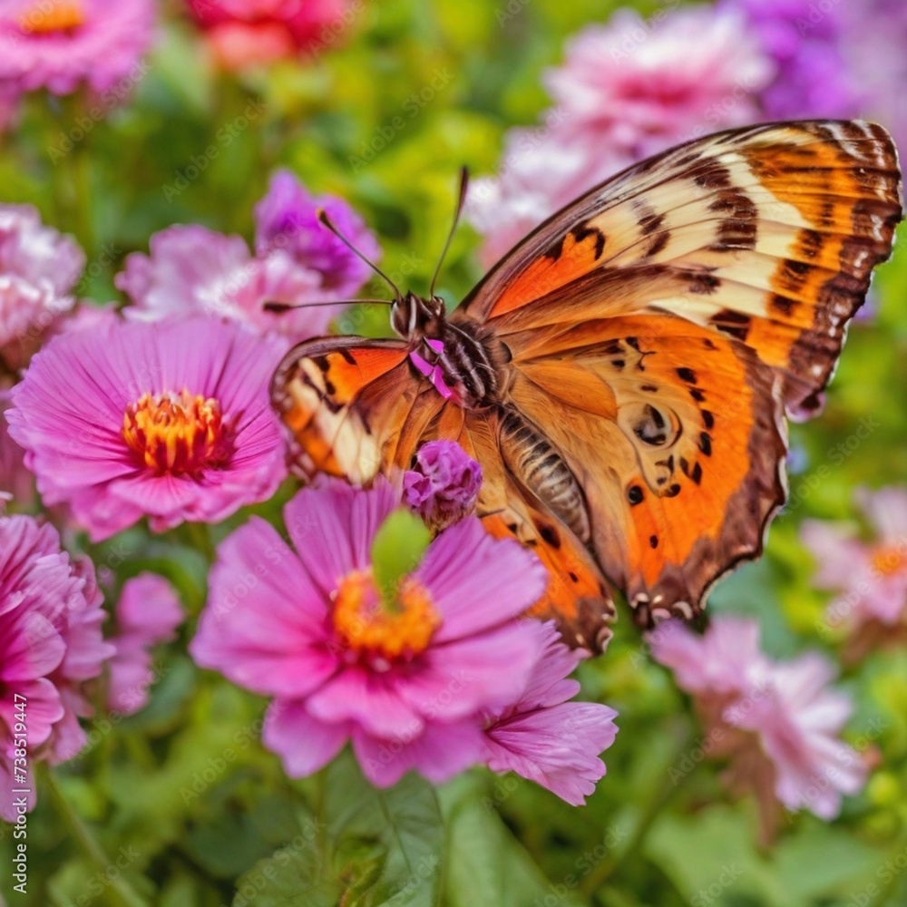 Naklejka premium butterfly on flower Generated by Ai
