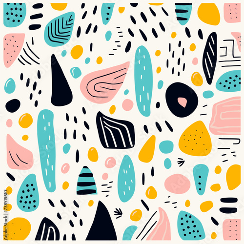 Vector hand drawn flat design abstract doodle pattern