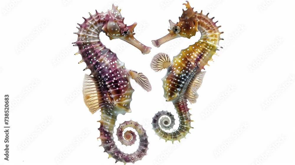 Obraz premium Two sea horses isolated on white