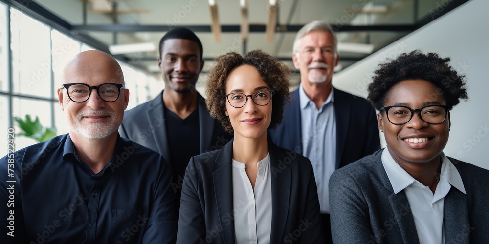 Five people diverse group of success business team Five people diverse group of success business team