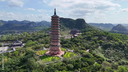 Bai Dinh Temple Spiritual and Cultural Complex is a complex of Buddhist temples on Bai Dinh Mountain in Gia Vien District, Ninh Binh Province, Vietnam.  photo