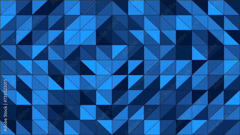 Perfect 90 Degrees Shades of Blue Color Triangle With Dark Lines Wallpaper Background - obrazy, fototapety, plakaty 