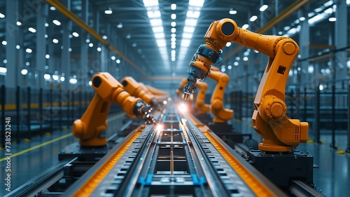 Industrial robotics in action on modern assembly line