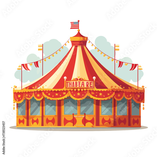 Flat design vintage circus and box office isolated