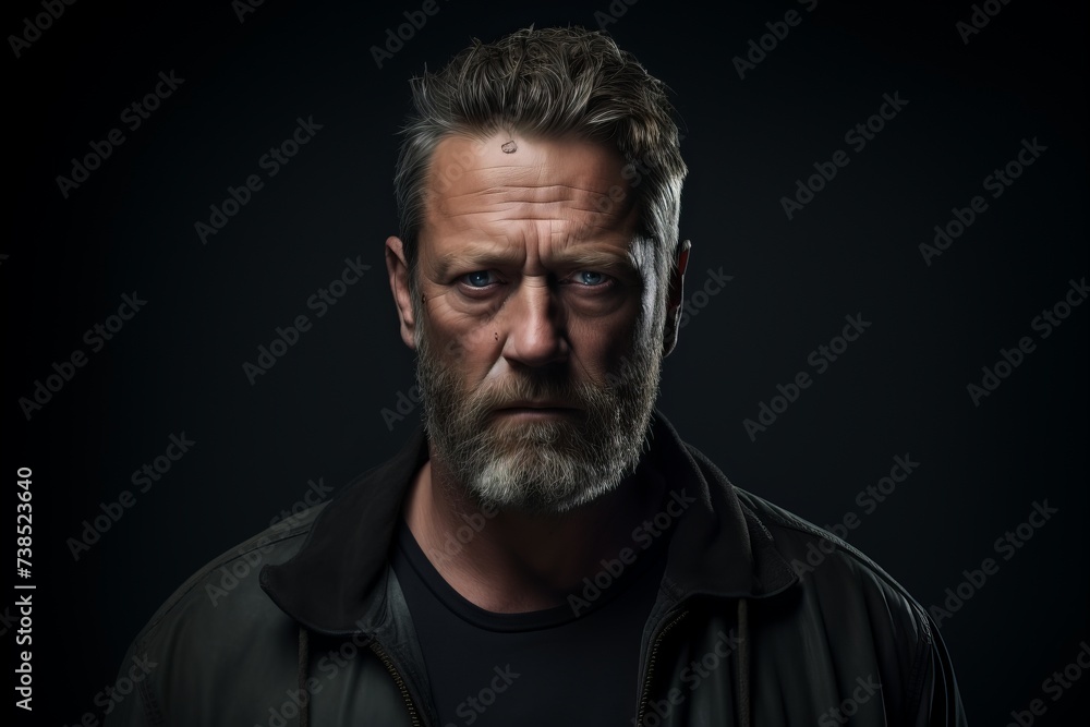 Portrait of a man with a beard and mustache on a dark background Portrait of a man with a beard and mustache on a dark background