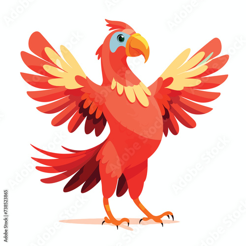funny red parrot cartoon dancing flat vector 