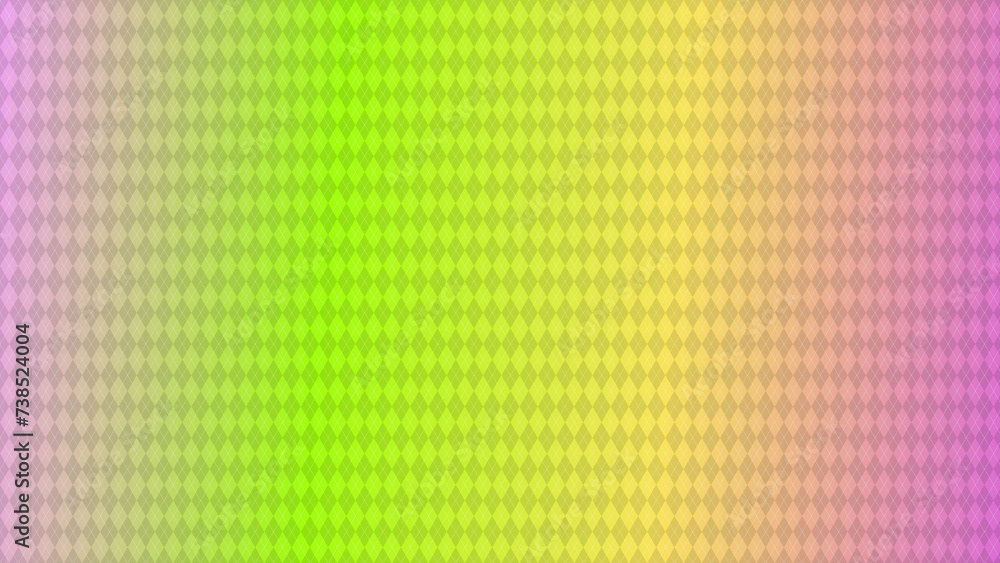 An illustration of a pink, yellow, and green gradient with an argyle fabric texture.