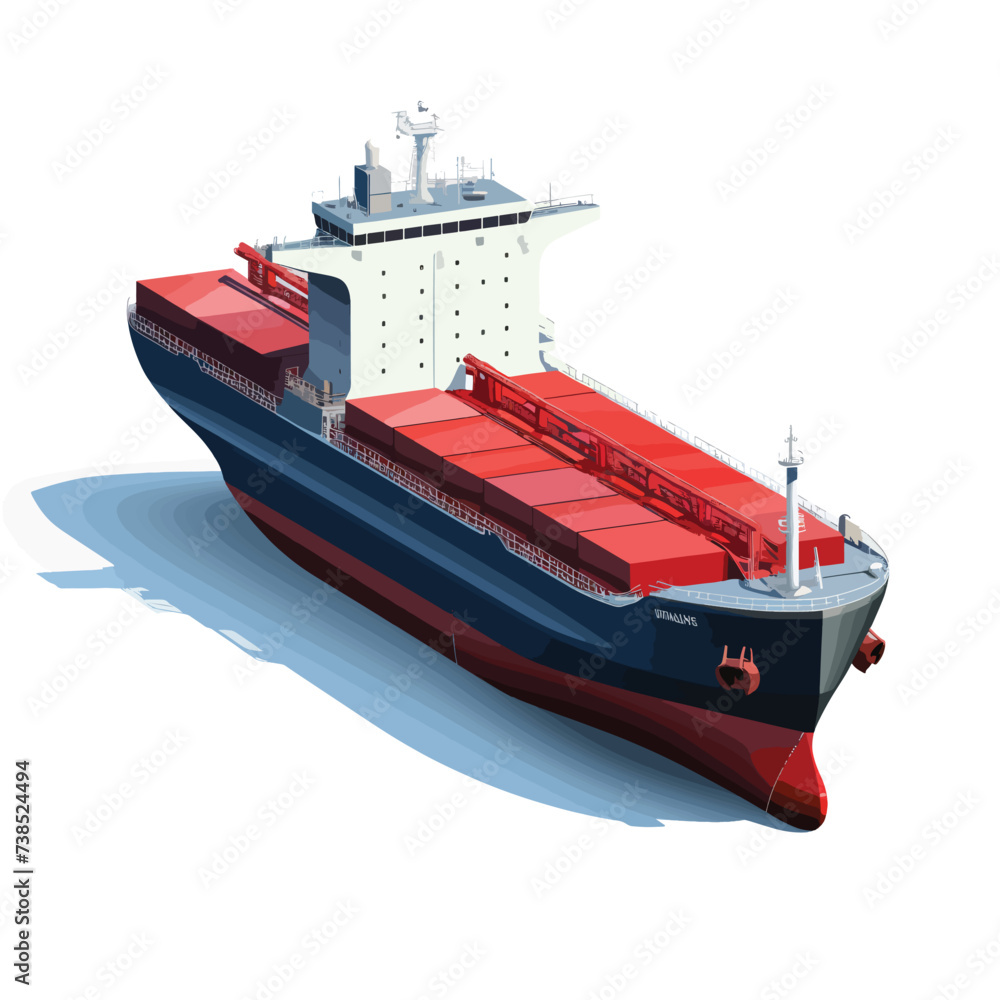 Isometric bulk carrier vessel. Low poly handysiz
