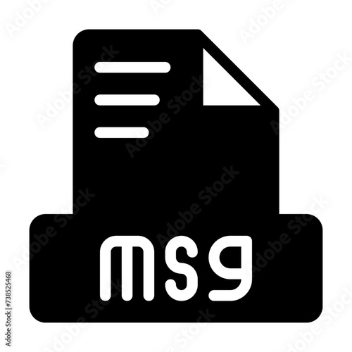 Msg file icon solid style simple design. document text file icon, vector illustration.