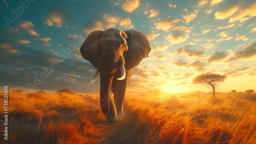 Majestic elephant standing proud in the wild under the midday sun
