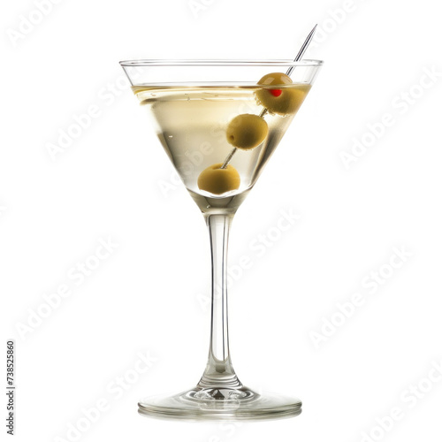 martini with olives   isolated on white background