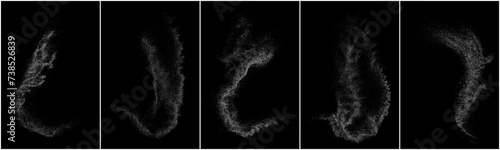 Obraz na płótnie White grainy texture. Abstract dust overlay. Grain noise. White explosion on black background. Splash realistic effect. Set vector illustration.
w salonie