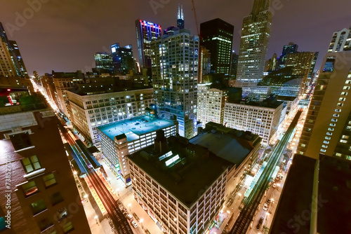 Aerial View of Chicago Elevated Trains photo