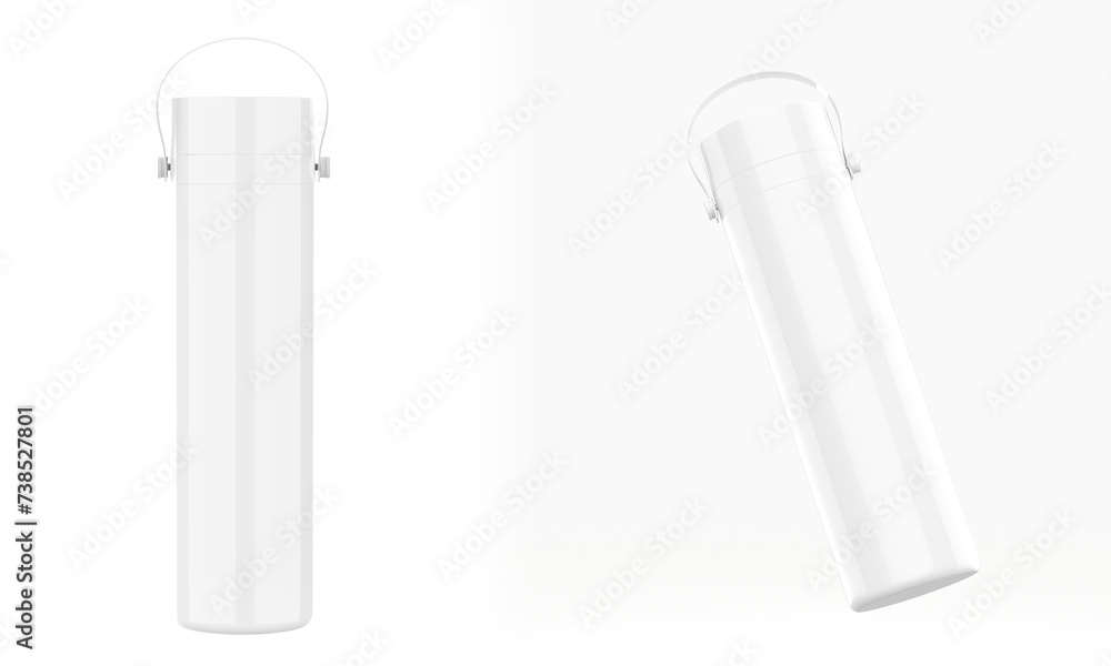 Matte Thermos Bottle Mockup isolated on white background. 3d illustration Matte Thermos Bottle Mockup isolated on white background. 3d illustration