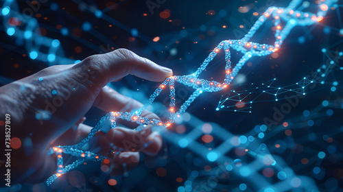Doctor touching icon DNA. Digital healthcare and medical diagnosis of patients with network connection on a modern interface. Healthcare and medical concept  generative Ai