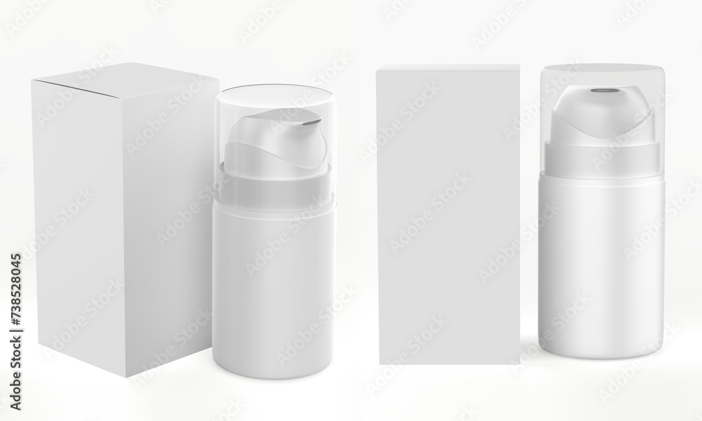 Airless Bottle Mockup isolated on white background. 3d illustration Airless Bottle Mockup isolated on white background. 3d illustration