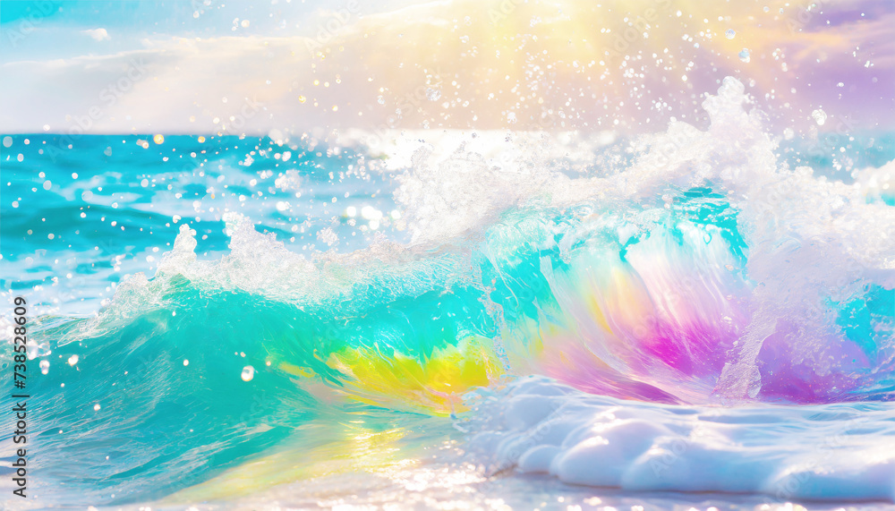 虹色に輝く波のイメージ