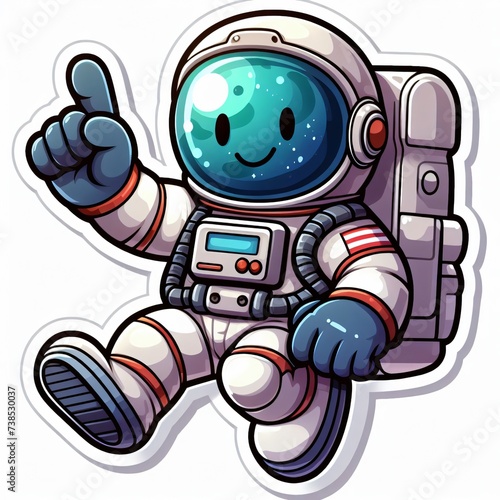 illustrated astronaut sticker with white background photo