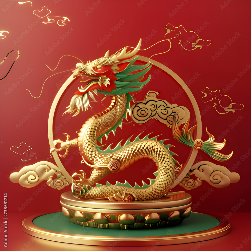 Fototapeta premium chinese new year dragon, chinese festival design concept 
