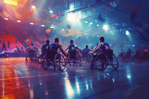 Wheelchair Basketball Players in Motion During a Competitive Game
