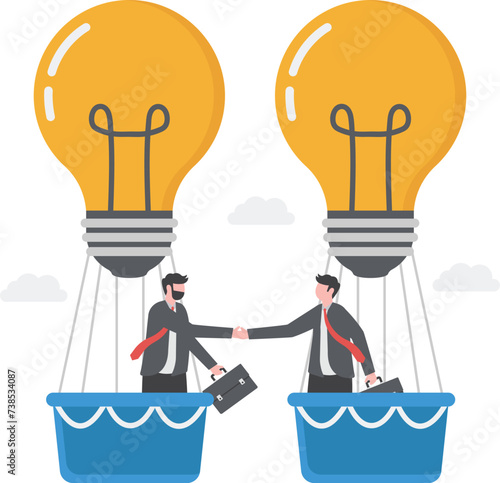 Combine idea, synergy or collaborate to get solution, brainstorm, teamwork or think together to develop great idea concept,

