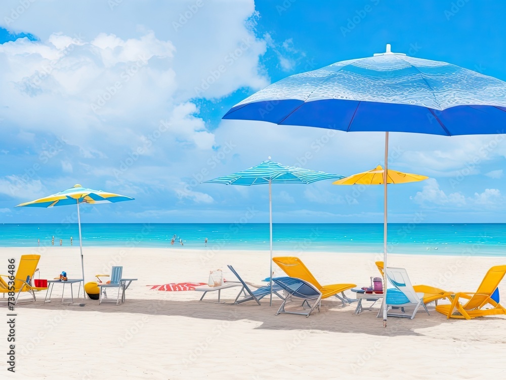 beach with umbrellas for a summertime getaway