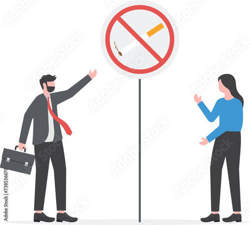 smoking prohibited sign, no smoking zone and social problem concept

