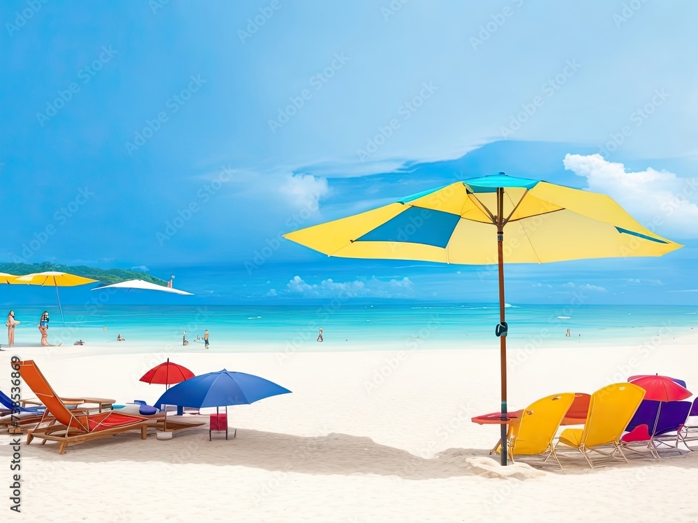 beach with umbrellas for a summertime getaway beach with umbrellas for a summertime getaway