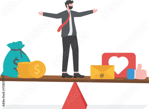 Online paid marketing concept, social media and social network

