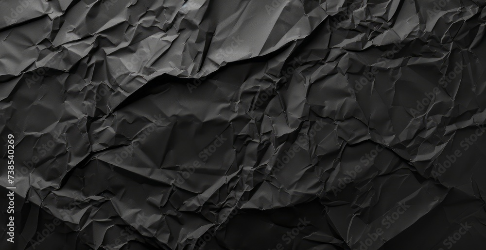 A black rolled paper texture with wrinkles, captured in a matte photo, appearing crumpled. A black rolled paper texture with wrinkles, captured in a matte photo, appearing crumpled.