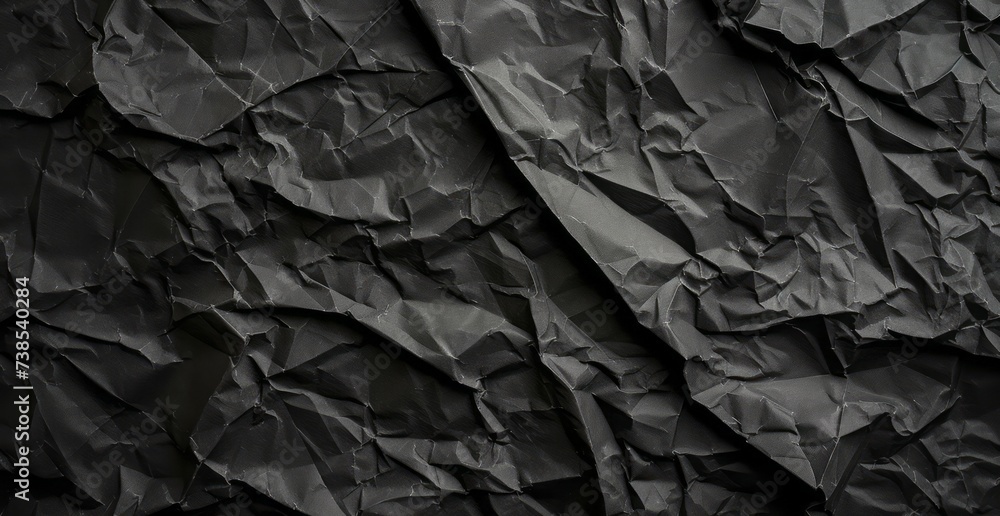 A black rolled paper texture with wrinkles, captured in a matte photo, appearing crumpled. A black rolled paper texture with wrinkles, captured in a matte photo, appearing crumpled.