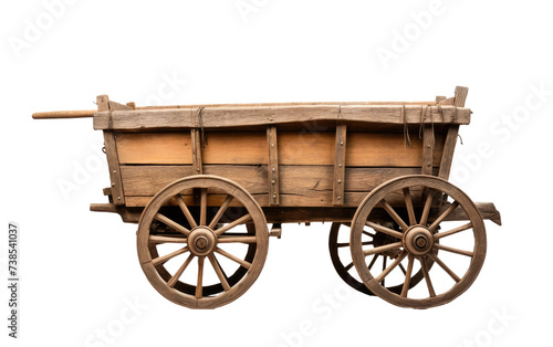 Wooden Wagon With Wheels. A wooden wagon with wheels is displayed. Isolated on a Transparent Background PNG. photo