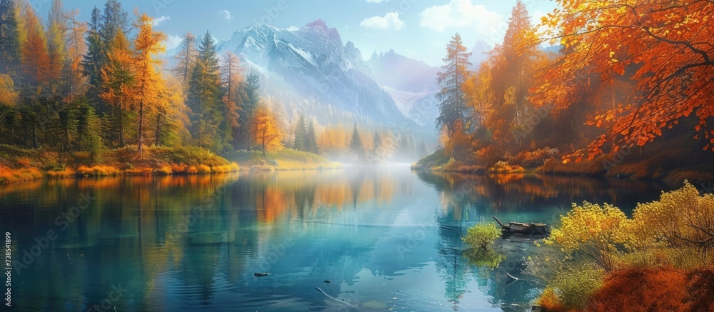 Lake in the autumn forest.