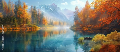 Lake in the autumn forest.