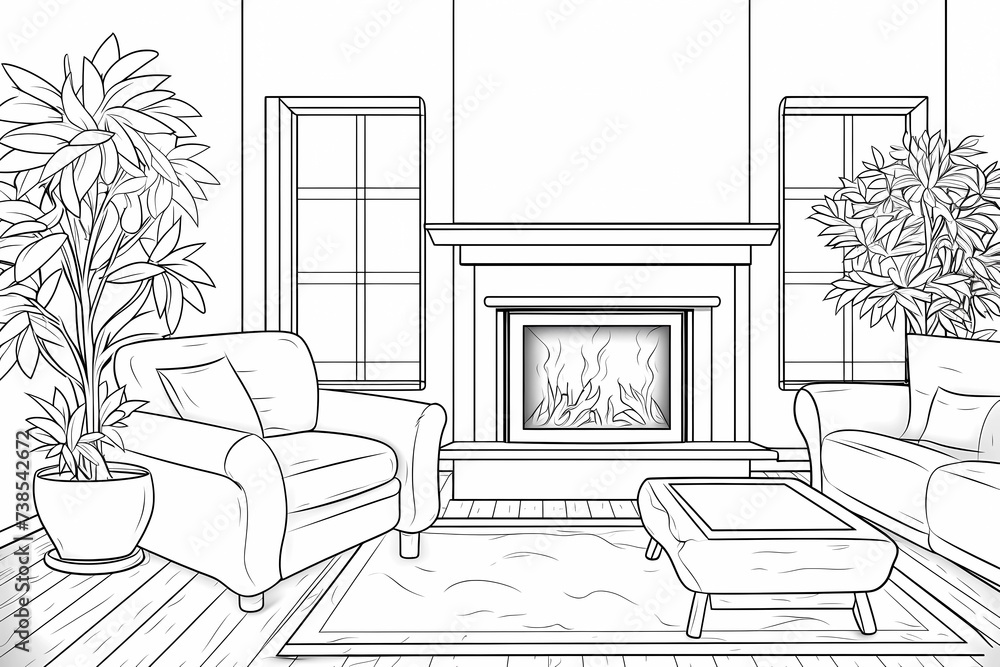 printable picture, coloring book with cozy rooms printable picture, coloring book with cozy rooms