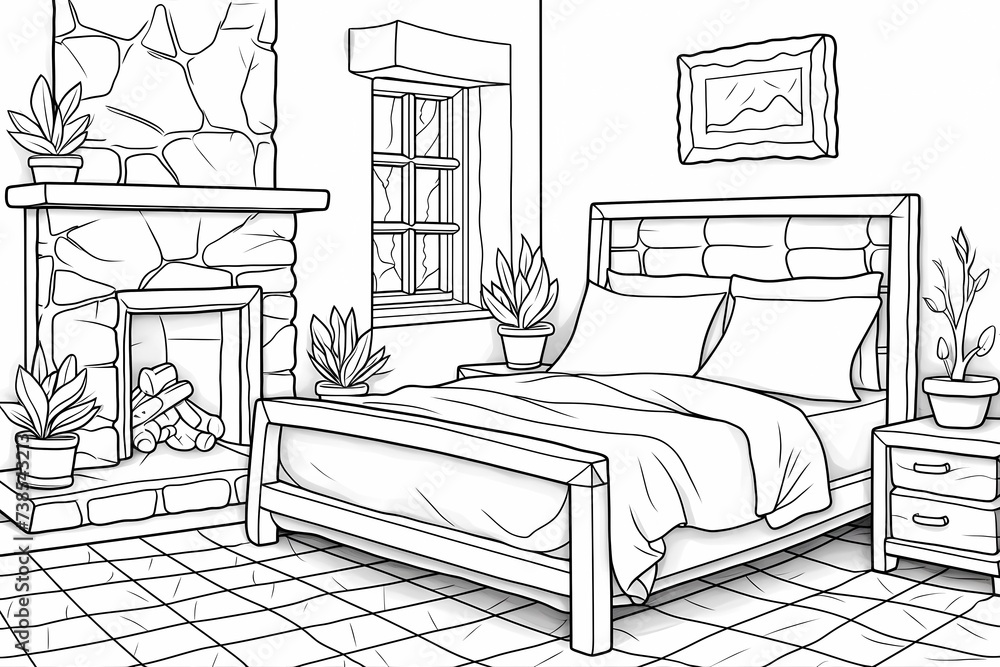 printable picture, coloring book with cozy rooms printable picture, coloring book with cozy rooms