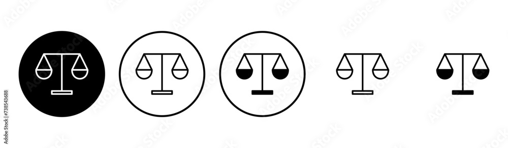 Scales icon set . Law scale icon. Justice sign Scales icon set . Law scale icon. Justice sign