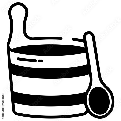 Sauna Bucket glyph and line vector illustration