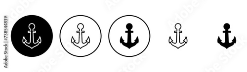 Anchor icon set. Anchor symbol logo. Anchor marine icon.