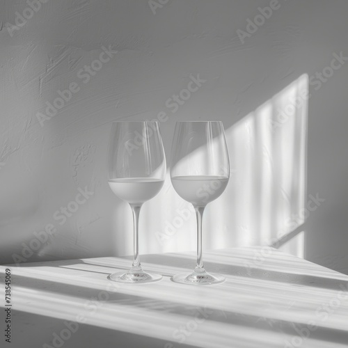 White minimalist wine glasses elegance
