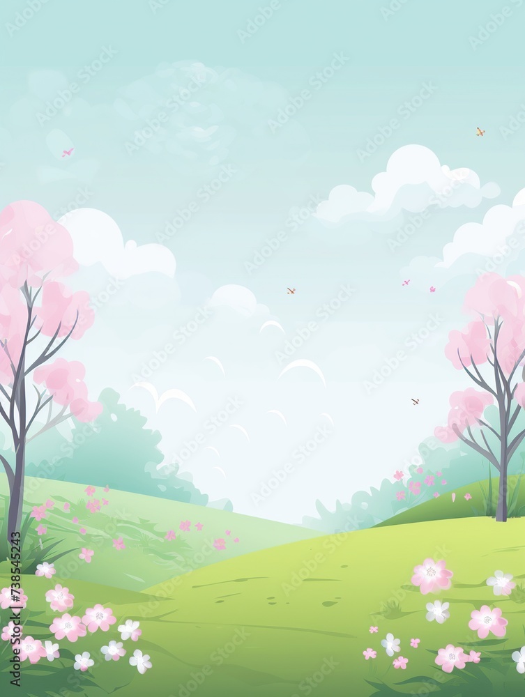 Spring themed background with simple pastel color. Copy space for text.