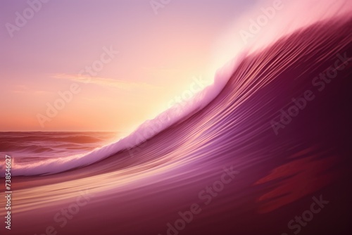 A wave is breaking on the ocean at sunrise. Generative AI.